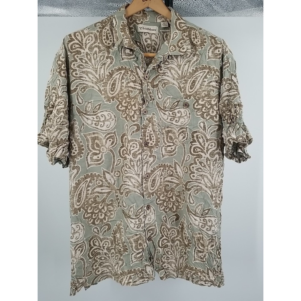Carribean‎ Hawaiian Shirt Mens Short Sleeve Button Up XL Floral